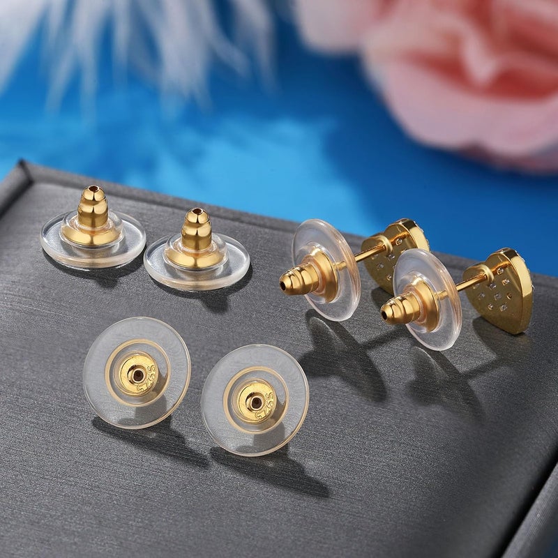 Formulen 925 Sterling Silver & 18K Gold Plated Locking Earring Backs Replacements, 6pcs/3pairs, Secure & Hypoallergenic for Studs & Heavy Droopy Earrings - Image 2